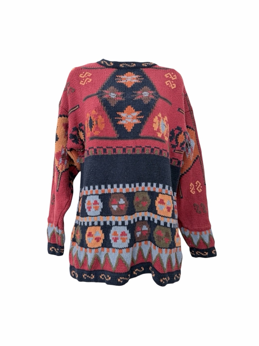 Cambridge Dry Goods Vintage Red Navy Orange Crewneck - S